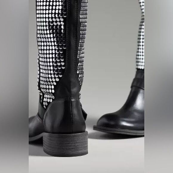 ANTHROPOLOGIE Vicenza Studded Moto Boots/ size 8 - Picture 3 of 10
